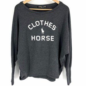 Vintage~Polo RALPH LAUREN Gray 'Clothes Horse' Dolman Sweatshirt~Small